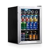 NewAir 90 Can Beverage Refrigerator | 17” Freestanding Small Mini Fridge for Bedroom, Home Bar or Office | Quiet Compressor Cooling & Adjustable Shelves | Stainless Steel