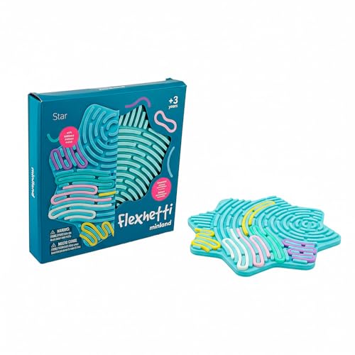 Miniland Juguete Sensorial Niños +3 Años, Panel Actividades Silicona Estilo Montessori, Fidget Toy, Juego Viaje Avión Niños Sin Pantallas, Concentración | Flexhetti Star