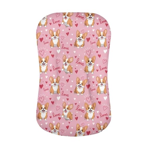 Epaihaiy Lovely Corgi Dog Baby Loungers Cover Newborn Lounger Cover Removable Slipcover Washable Soft Lounger Cover Baby Nest Cover