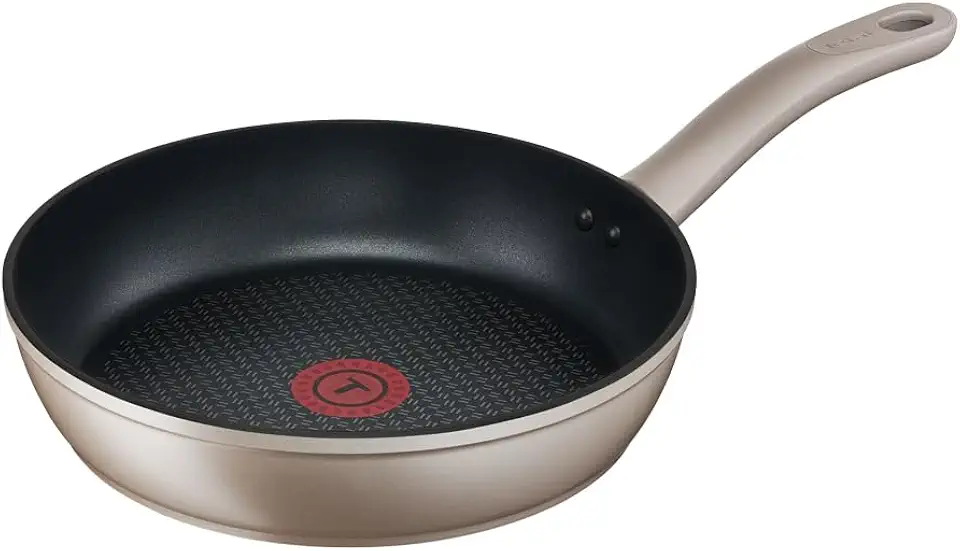 Frigideira 24cm Tefal Sensations Champagne Feita com Alumínio forjado, Base de indução, Alta espessura e Revestimento Antiaderente Titamium