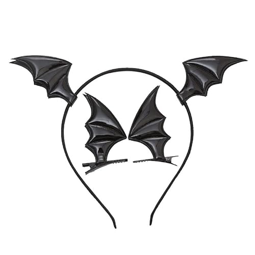 RFTWXHPN Halloween Bat Wing Headband and Hair Clip - Black Devil Wings Headbands for Women Girls Costumes - Cosplay Hair Accessories - Bat Ears