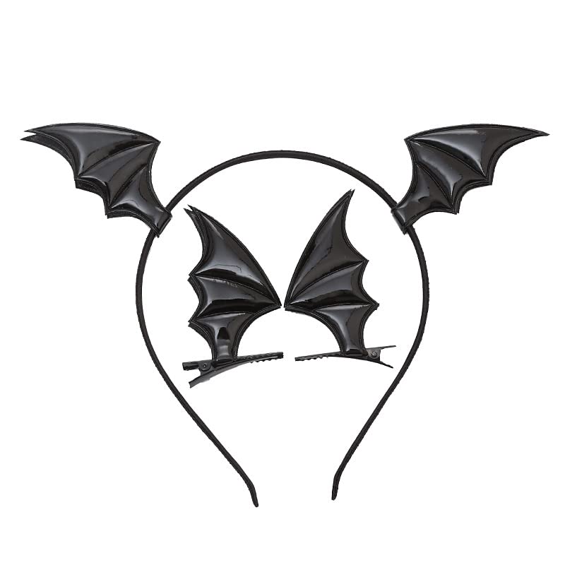 RFTWXHPN Halloween Bat Wing Headband Hair Clip Black Devil Wings Hair Clips Headbands for Women Halloween Costumes Cosplay Headbands Hair Accessories for Women Bat Ears Headband