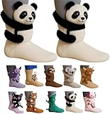 Genérico Calcetines 3D con Animales Tejidos, Calcetines Novedosos para Navidad, Socks Novedosos con Animales Bonitos, Sock Bonitos Tejidos a Mano con Ganchillo (Panda)