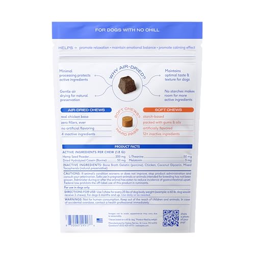 Native Pet Calming Chews for Dogs - Promotes Calming Effect, Supports Emotional Balance & Reduces Hyperactivity - Hemp Seed, Melatonin for Dogs, L-Theanine & Casein - Air-Dried 90 Chews by Native Pet - Used condition - Image 8