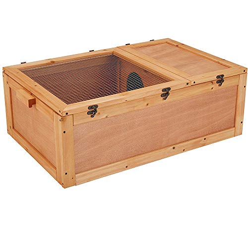unipaws Chinese Fir Wood Tortoise House, Turtle Habitat with Separate Table Stand