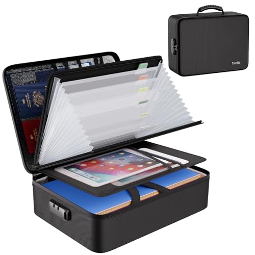 Tamfile 5200℉ Feuerfeste Dokumentenbox, Dokumententasche mit 8 Klar Fächern – Miniatur