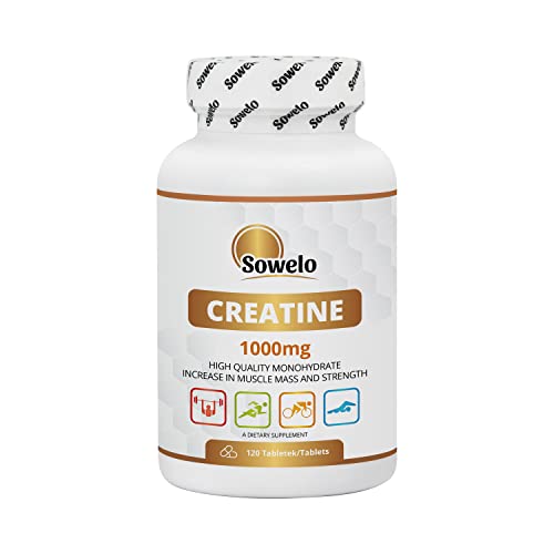 Sowelo Creatine I 1000 mg I Creatin Monohydrate I Nahrungsergänzungsmittel I Steigert die Muskelkraft und Ausdauer I 120 Tabletten