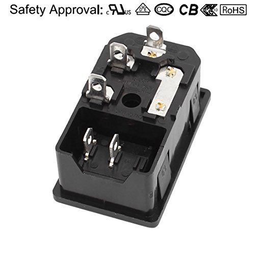 Uxcell Inlet Male Power Socket Fuse Holder With Rocker Switch 10A 250V 3Pin Iec320 C14 #TOP1