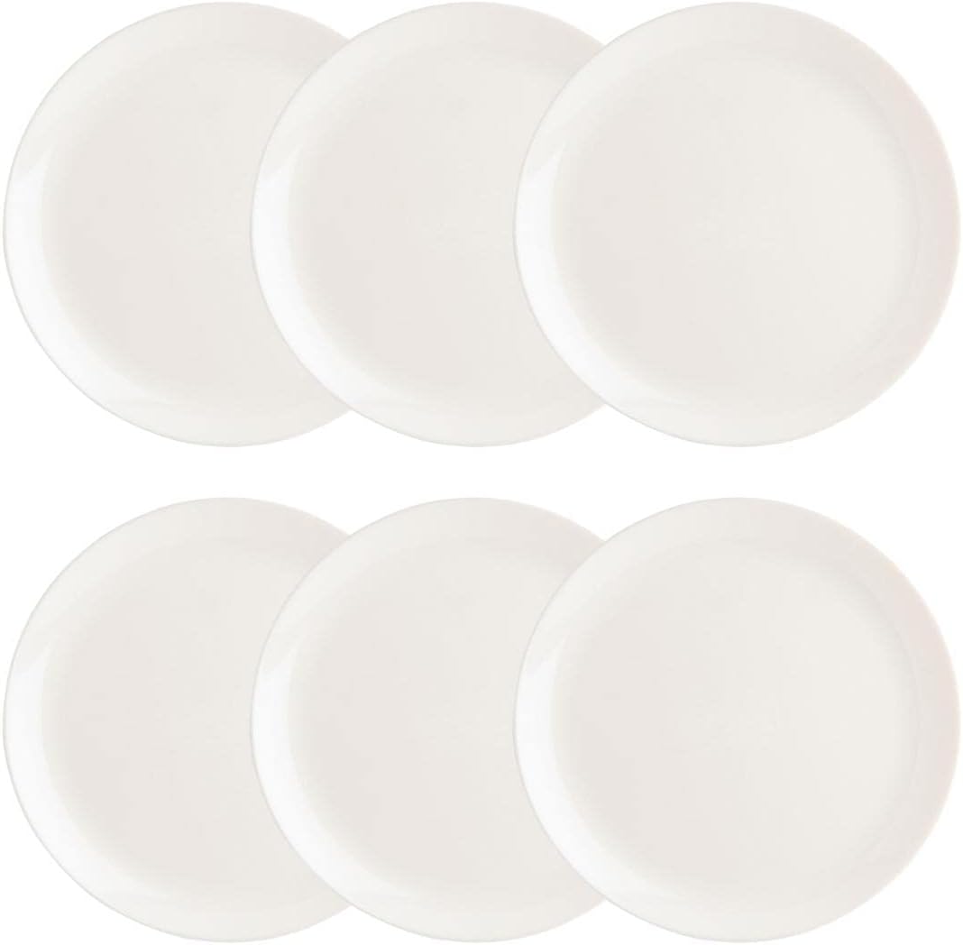 Diwali Set of 6 Extra Resistant Opal Glass Dinner Plates, 27 cm, White