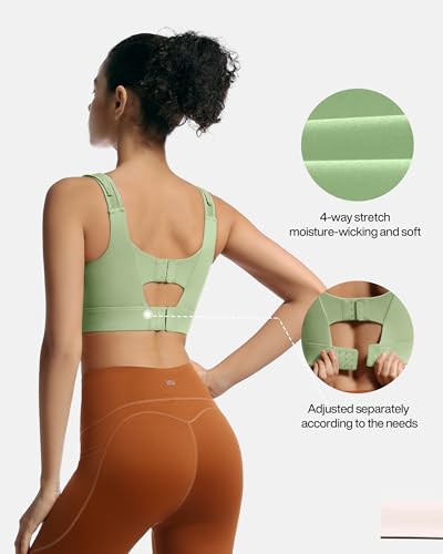 Image of High Impact Sports Bras for Women Adjustable Zip Front Full Coverage and Lift Padded Compression Bra (X-Large, Lime Green New)