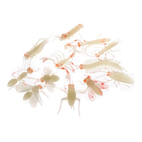 BANGNA Novedad 12 Piezas Suave araña Insectos Noche Glow Worms Halloween Juguete Broma mordaza Cover