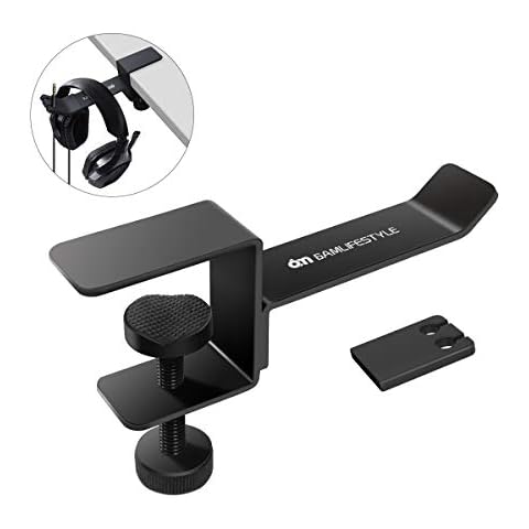 Headphone Headset Stand Holder, 6amLifestyle Universal Metal Gaming Headphones Hanger Mount Under Desk Hook Clip with Adjustable Clamp for All Headsets, Black(Patented) Cover
