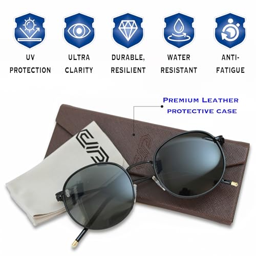 SIBERIAN 100% Real Glass Round Retro USA Premium 52mm Sunglasses Men/Women UV400 Protection Non-Polarized3