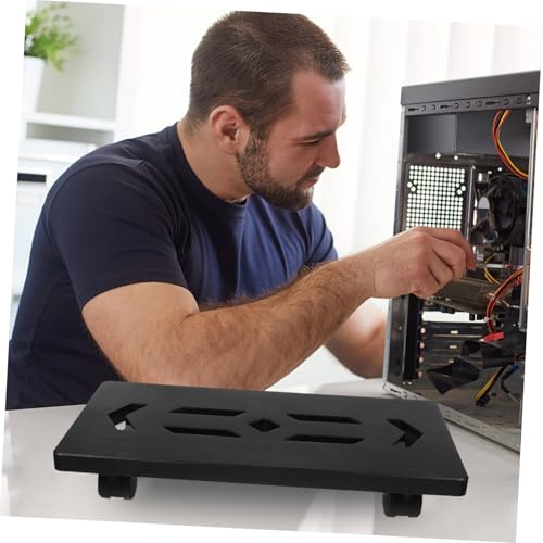 Soporte móvil para torre de computadora STOBOK con ruedas bloqueables, para colocar debajo del escritorio o en el suelo, mejora la ventilación y refrigeración, compatible con gabinetes PC hasta ancho máximo miniatura 3
