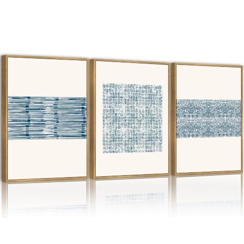 PHOPAGO Blue Abstract Framed Wall Art 11x14in Natural Framed - image 1