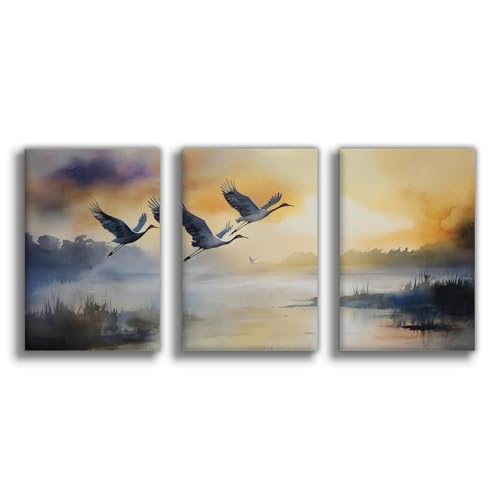Poster grues volantes coucher de soleil pour créer un salon zen et cocooning
