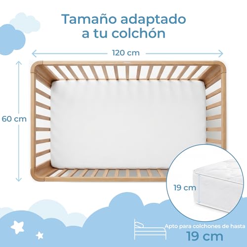 Protector Colchon Bebe 60x120 Impermeable Y Transpirable, Cubre Colchon Cuna Bebe Facil De Colocar, Funda Colchon Lavable En Maquina, Certificado Oeko-Tex, para Colchon hasta 15 cm — imagen 2