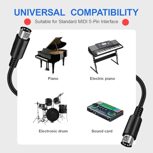 Generic YIT005 2 Pack 3-Feet Male To Male 5-Pin Midi Cable Compatible thumb #5