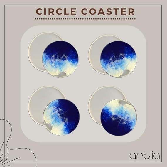 Artlia Premium Resin Art Silicone Mould | Epoxy Mould for DIY Crafts and Jewellery | Round Circle Coaster Silicone Moulds | Multipurpose Art and Craft Making Durable Mold (Pack of 4) 2