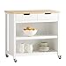 Produktbild SoBuy FKW74-WN Kücheninsel Sideboard Küchenwagen Küchenschrank mit 2 Schubladen und Ablagen Weiß-Natur BHT ca.: 98x94x58cm