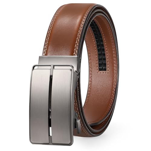JASGOOD Mens Belt Leather Ratchet Belt For Men Automatic Ratchet Buckle 1 3/8