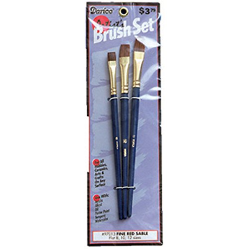 Darice Red Sable Art Brush Set, Size 8, 10 and 12