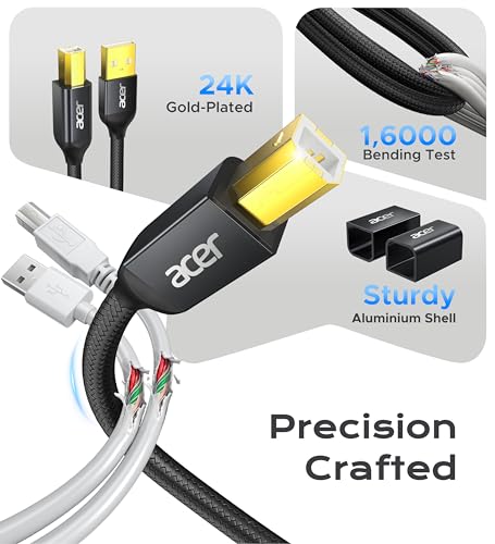 Acer Printer Cable 10ft, USB A to USB B Cable,High Speed Nylon Printer Cord - Image 6