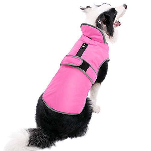 MIGOHI Reflective Waterproof Windproof Dog Coat Cold Weather Warm Dog Jacket Reversible Stormguard Design Winter Dog Vest for Small Medium Large Dogs Pink L