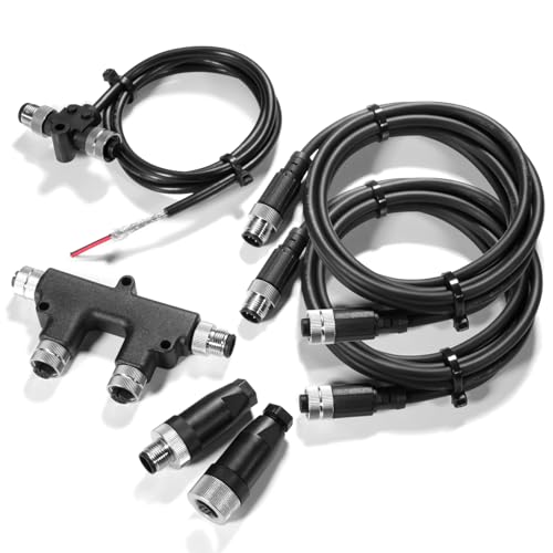 ZONCTIK Metal Shielding NMEA 2000 Starter Kit - Marine Grade N2K Backbone & Drop Cable Kit with Tees & Terminators Compatible with Garmin Lowrance Simrad B&G Navico for NMEA 2000 Network