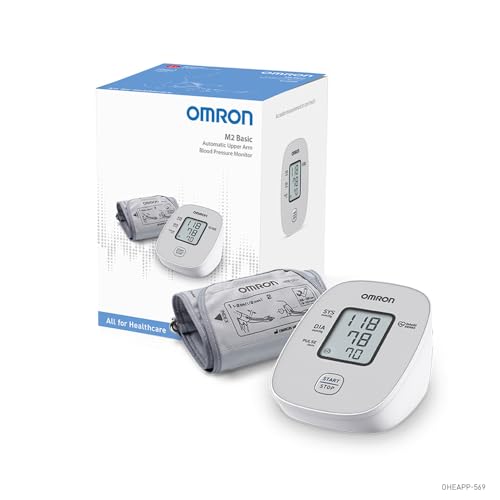 OMRON M2 Basic Automatic Blood Pressure Monitor Upper Arm Clinically Validated Home BP Machine Compatible with Small Kids to Adults Large Cuffs Size 17-42 cm Cuff Wrapping Guide 5 Year Guarantee