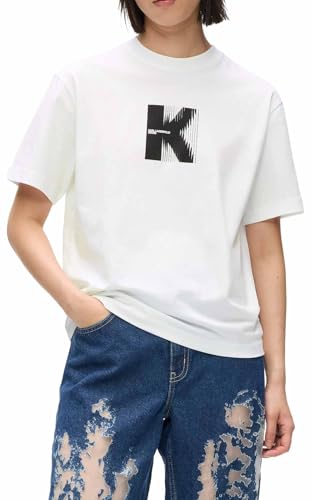 Karl Lagerfeld Jeans, Women's, Regular Short Sleeve K Logo tee, Regular Fit, White, M, Blanco, M