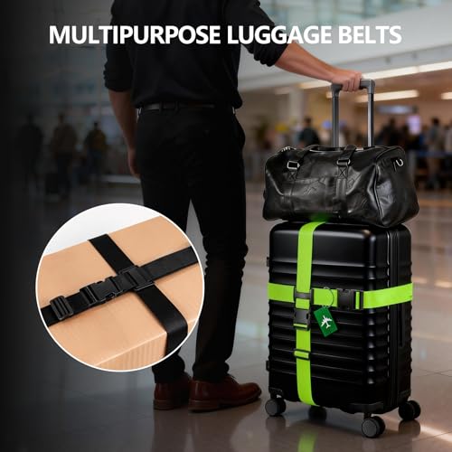 Image of BILIONE Cross Luggage Straps and Luggage Tags Set (Blue)