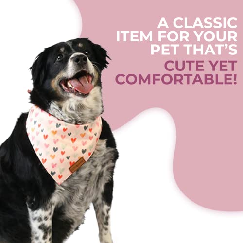 Lunamarie Heart Print Dog Bandanas, Fashionable Polyester Pet Scarfs, Comfortable Dog Accessory For Small, Medium, Large Breed Dogs, Dual Layered Stylish Design Cat Dog Kercheif, Pink Hearts, Small #TOP7