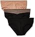 Warner's Women's Blissful Benefits No Muffin Top 3 Pack Hipster, Black Lace Dot/Almond/Black, L