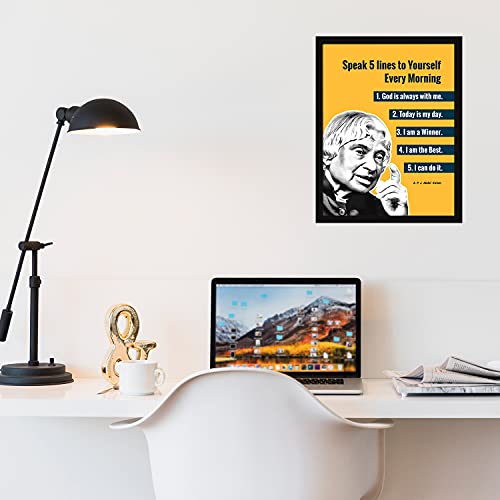 Image of Chaka Chaundh - Suitable Abdul kalam photo frames for wall - motivational quotes frames - poster with frame - Abdul kalam poster for wall - Quotes wall frames - (14 X 11 Inches) (Yellow-APJ), Acrylic