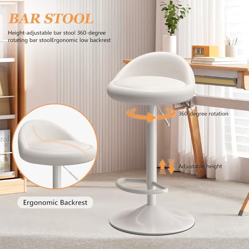 Image of JPBSTO Bar Stools Set of 4, Modern Swivel Barstools with Low Back, Upholstered Adjustable Bar Chairs,PU Leather Barstools Counter Height for Home Bar