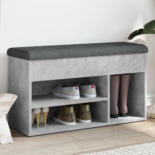 Xichuzi Banco Zapatero Madera de ingeniería Gris hormigón 82x32x45,5 cm, Mueble Recibidor, Mueble Zapatero, Zapatero Entrada Recibidor - 835029