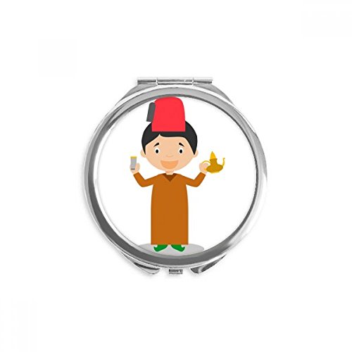 Miroir rond Maroc cartoon : mini miroir de poche portable motif chapeau rouge 6,6 cm
