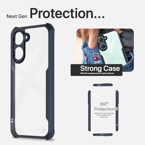 Image of Pikkme Back Cover | Crystal Clear Transparent Back | Ultra Hyrbid | Full Camera Protection | Raised Edge | Bumper Back Case for Vivo Y03 4G (Blue)
