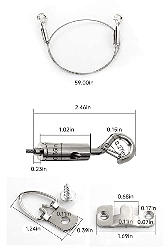 Image of 2 Packs Adjustable Picture Hanging Wire kit 1.5m with Hooks,Heavy Duty Stainless Steel Wire Rope for Hanging Mirror, Picture Frames,Light,lamp, Hold Up to 10 kg