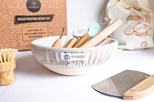 30 Piece Sourdough Bread Proofing Set, 10 Inch Round Banneton Proving Basket with Cloth Liner, Storage Bag, Dough Scraper, Bread Lame, Perfect Sourdough Starter Gift for Home and Professional Bakers