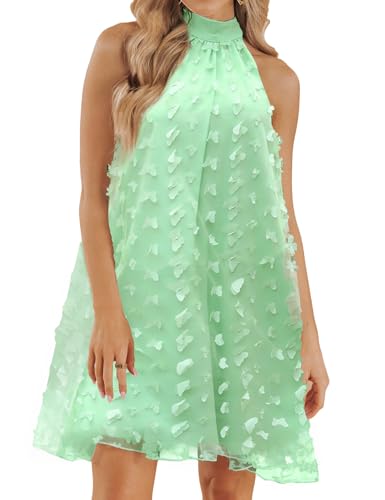 Image of VIMPUNEC Womens Summer Halter Mini A Line Swing Dresses Wedding Guest Formal Cocktail Homecoming Dress
