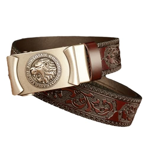 Ceinture cuir western réglable pour homme avec boucle gravée d'animal