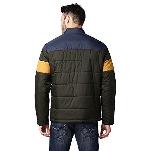 Image of Pepe Jeans Polyester Men's Colorblock Quilted Standard Length Jacket