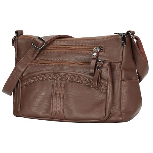 Image of ELDA Purses for Women Pocketbooks Soft PU Leather Ladies Crossbody Purse Multi Pocket Shoulder Bag