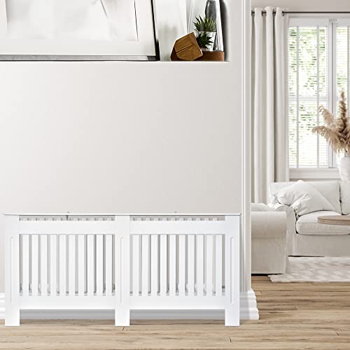 HOMCOM Cubre Radiadores Cubierta de Radiador Moderna 172x19x81 cm Cubreradiador de MDF para Sala de Estar Dormitorio Blanco