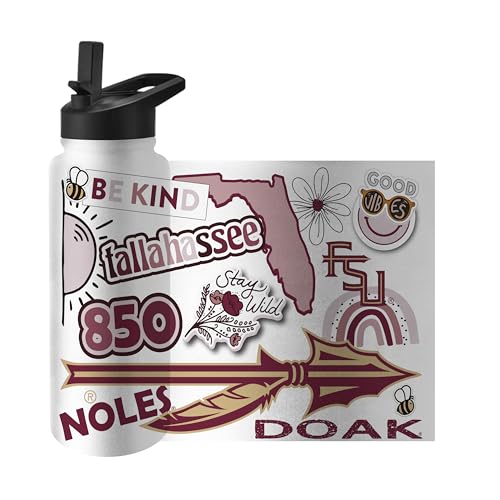 Image of Logo Brands NCAA Native 34 oz Quencher Water Bottle - | Local Icons Design | Double-Wall Insulated| Leak-Proof Lid & Built-In Straw