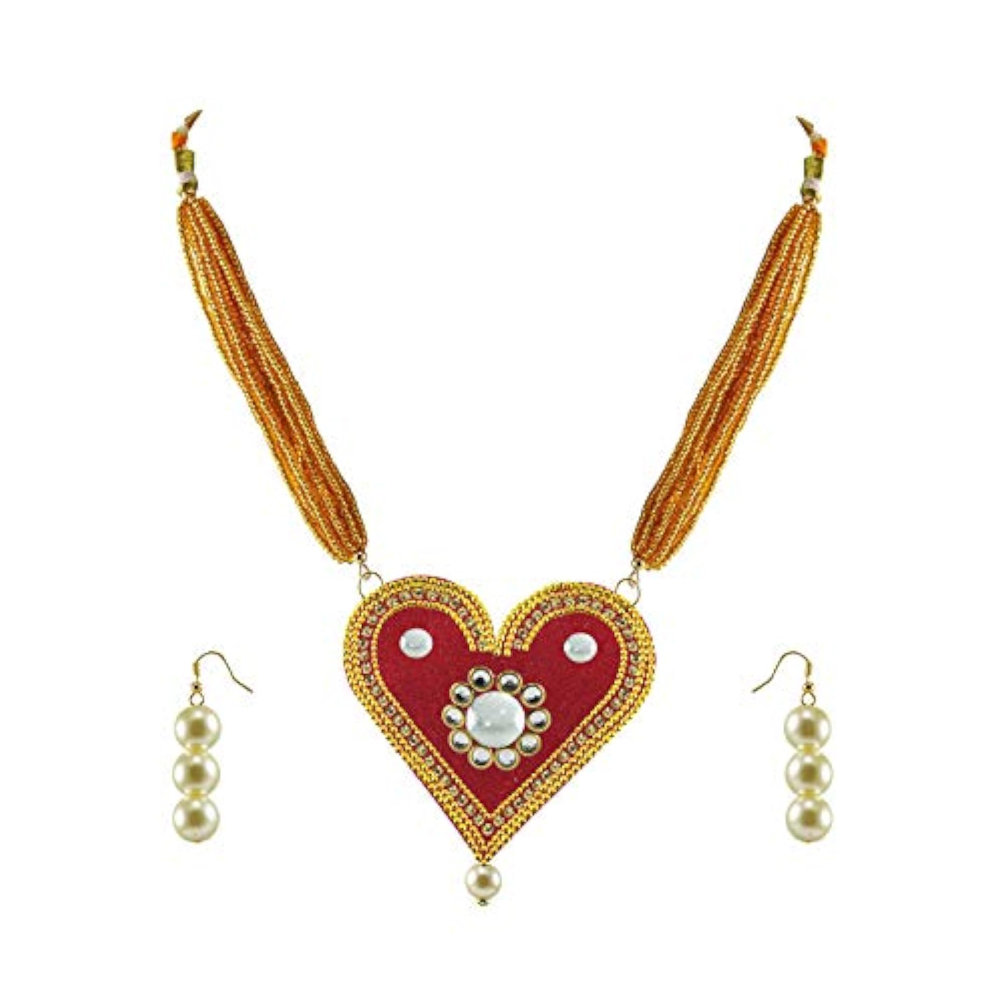 Women's Multicolor Solid Stone Plated Brass Pendant Set
