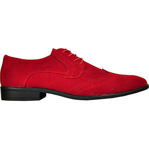 Bravo Men Dress Shoe King-3 Classic Faux Suede Oxford With Leather Lining - Wide Width Available,12 D(M) Us,Red #TOP3