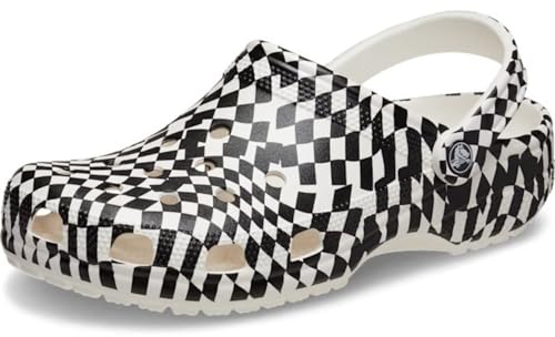 Image of Crocs Unisex-Adult Classic Graphic Clogs, Checkered, 4 Women /2 Men